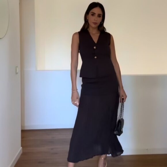 ZARA MIXED PLEATED KNIT SKIRT - Picture 2 of 10